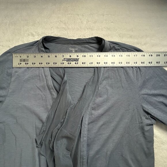 Garnet Hill Womens XL Gray Draped Front Cardigan Sweater Knit Organic Cotton - Picture 6 of 8